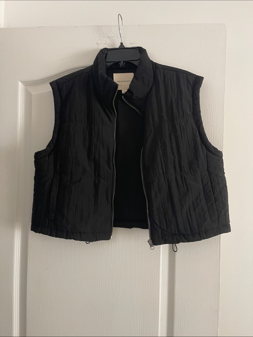 Black Quilted Sleeveless Zip-Front Vest